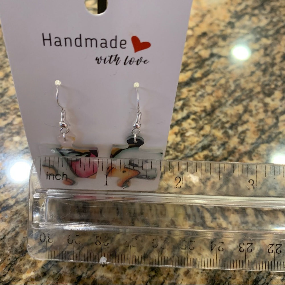 Handmade puzzle earrings - Picture 8 of 10
